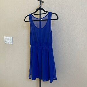 Elegant Blue sheer Sleeveless Dress